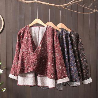 Floral Print Buttoned Ruffled Jacket
