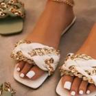 Chained Shirred Slide Sandals