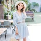 3/4-sleeve Crochet Panel Dress