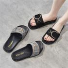 Platform Metal Accent Slide Sandals