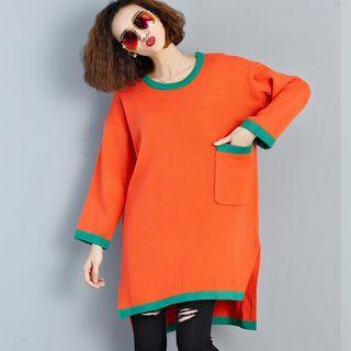 Piped Long-sleeve Knit Top