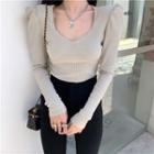 Puff Sleeve Ribbed T-shirt