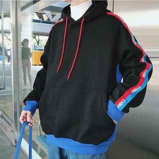 Contrast-trim Chinese Character Hoodie
