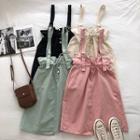 Plain Lace-up High-waist Strap Skirt