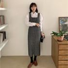 Button-up Herringbone Long Overall Dress