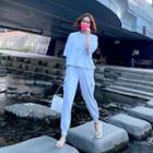 Set: 3/4-sleeve T-shirt + Band-waist Cargo Pants