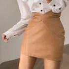 Faux Leather Fitted Mini Skirt