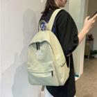 Chinese Character Embroidered Nylon Zip Backpack
