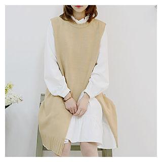 Sleeveless Slit-front Knit Dress