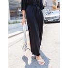Plus Size Set: Loose-fit Textured T-shirt + Wide-leg Pants