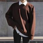 Drop-shoulder Wool Blend Sweatshirt