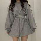 Long-sleeve Drawstring Sweatshirt Dress