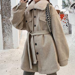 Pocket Detail Single-breasted Long Coat