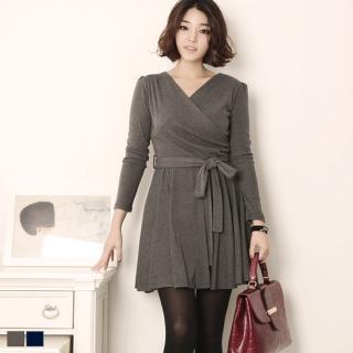 Wrap-front Tie-waist Dress