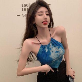Tie-dye Cropped Camisole Top Blue - One Size