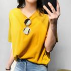 Short-sleeve Round-neck Colored T-shirt