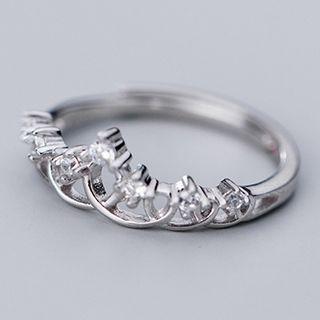 925 Sterling Silver Rhinestone Crown Ring Ring - As Shown In Figure - One Size