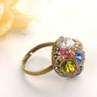 Colorful Rhinestone Ring  Copper - One Size