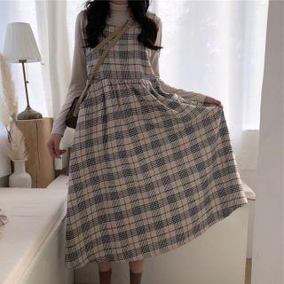 Plaid Dress/ Mock Neck Long Sleeve T-shirt