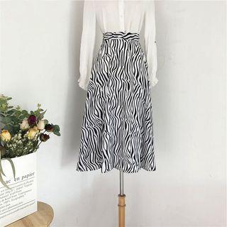 Zebra Print Skirt White - One Size