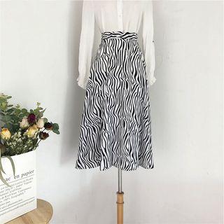 Zebra Print Skirt White - One Size