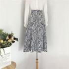 Zebra Print Skirt White - One Size