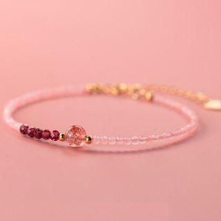 Beaded Bracelet 1 Pc - S925 Silver - Pink - One Size