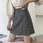 Plaid Zip High-waist A-line Skirt