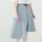 Buttoned Asymmetric Midi Skirt