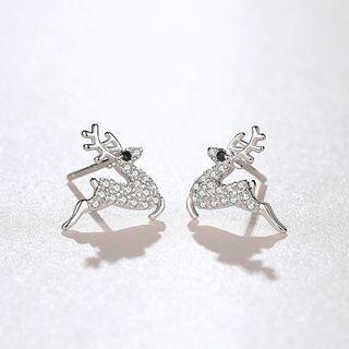 Rhinestone Deer Stud Earring Deer - One Size