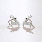 Rhinestone Deer Stud Earring Deer - One Size