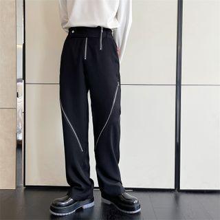 Zipper Wide Leg Dress Pants
