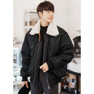 Sherpa-fleece Funnel-neck Flight Jacket