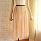Pleated Mesh Long Skirt