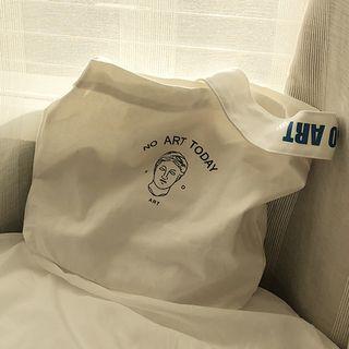 Lettering Canvas Tote Bag Off-white - One Size