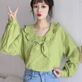 Peter Pan Collar Bow Shirt