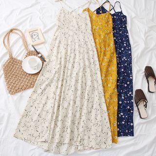 Open-back Floral Chiffon Dress