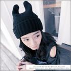 Ear-accent Knit Beanie Black - One Size