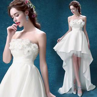Corsage Strapless Dip-back Wedding Dress