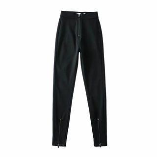 High Waist Zip-up Skinny Pants