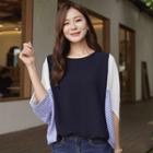 Dolman-sleeve Stripe-panel Top