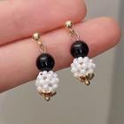 Faux Pearl Alloy Dangle Earring 1 Pair - C-690 - Black & White - One Size