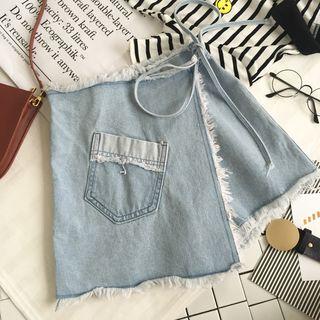 Fray Hem Denim Skort