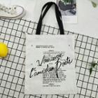 Lettering Canvas Dotted Tote Bag Off-white - One Size