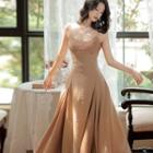 Spaghetti Strap Maxi A-line Dress / Light Cardigan