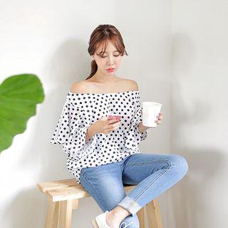 Off-shoulder Polka-dot Top