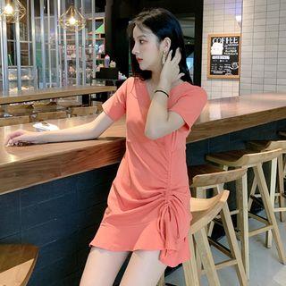 Drawstring Short-sleeve Mini T-shirt Dress