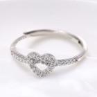 Rhinestone Heart Ring Ring - One Size