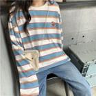 Striped Crewneck T-shirt Stripes - Blue & White - One Size
