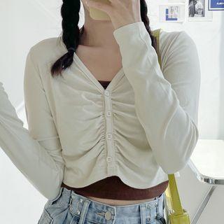 Set: Shirred Cropped T-shirt + Halter Tank Top